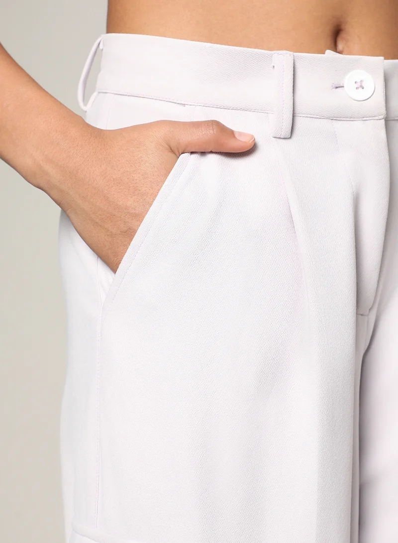 Pinacolada  Women's Cream White Baggy Cargo Pants For Casual Wear | Mid-Rise | 4 Pockets | Button Closure | Cargo Pants Crafted With Comfort Fit For Everyday Wear for Women | Best Price UAE